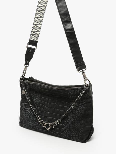 Cross Body Tas Vintage Leder Mila louise Zwart vintage 3822KRC ander zicht 1